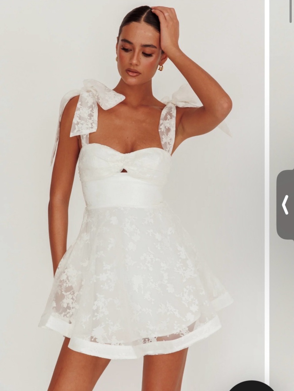 Selfie Leslie White Lace Tie-Shoulder Mini Dress